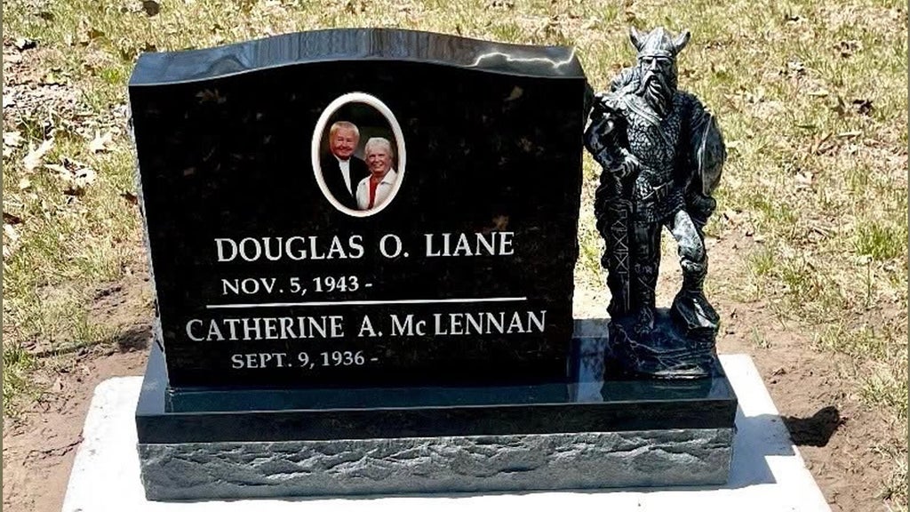Viking statue stolen from gravestone in cemetery on Lac Mille Lacs, sheriff says — WCCO / CBS Minnesota, Columbia Heights Community news
