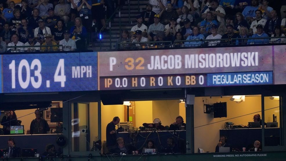 Brewers' Jacob Misiorowski sets World Series velocity record on his first pitch — Fox 11 Green Bay Sports, Columbia Heights Sports news